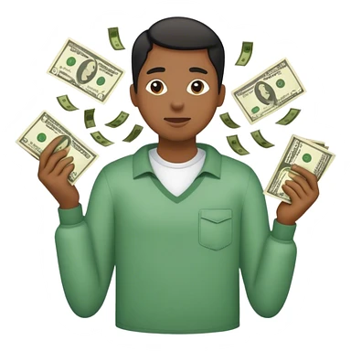 Thief with money spilling sticker