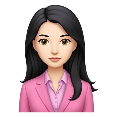 Business chlothes pink woman caucasian long black hair girl sticker