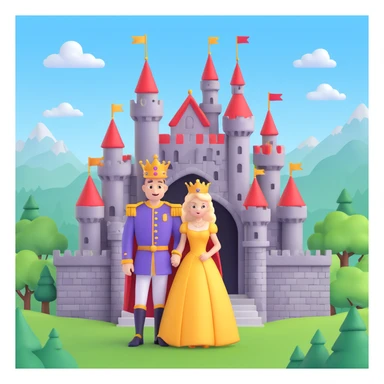 king and queen, castle background sticker