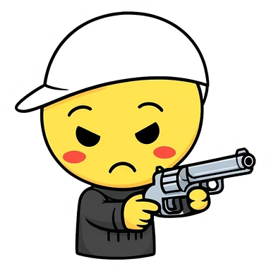 Crying emoji with gun  sticker