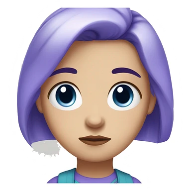 White Girl with blue and purple hair looking sad, pouty, face, and bottom lip sticking out sticker