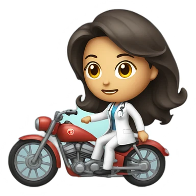 long and dark hair female doctor riding a shiny bike sticker