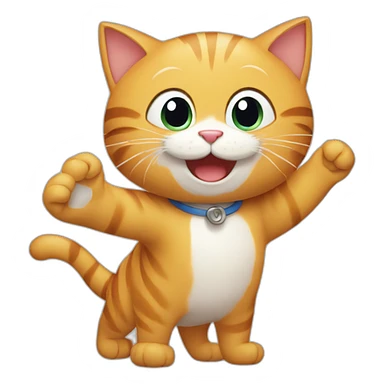 a happy cat holding his one hand sticker