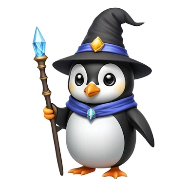 penguin with wizard hat and wand sticker