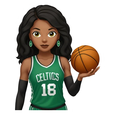 45 year old black women with long brown and black hair dressed in sexy 
celtics jersey costume outfit  sticker