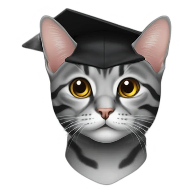 american shorthair cat face in black academic cap sticker