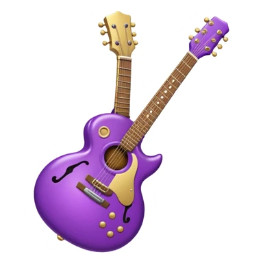 a purple Christmas ornament with a guitar sticker