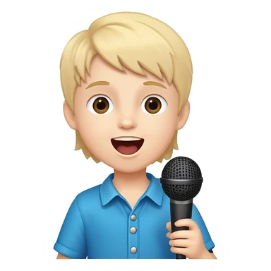 child singing with a microphone, cheerful and musical sticker