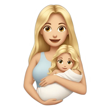 long hair blonde mother with 2 female newborns sticker
