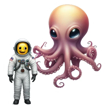 Alien Octopus next to astronaut  sticker