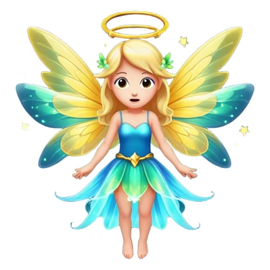 fairy character startled with glowing wings flare sticker