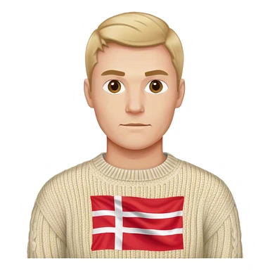 Danish man in sweater with danish flag sticker