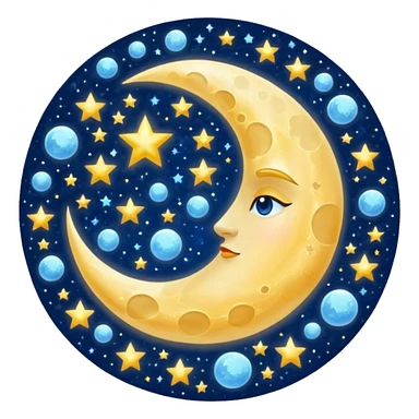 Glitter cian moon sticker