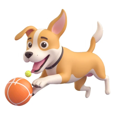dog chasing ball in forrest, close up pose sticker