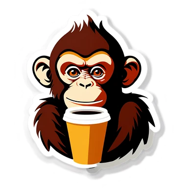 Monkey coffee sticker