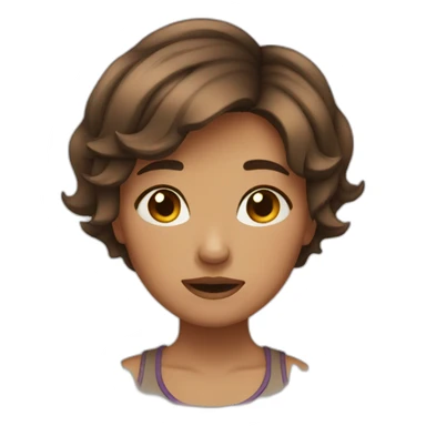 short hair brown color girl crying sticker