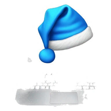 Laptop with blue Santa hat sticker