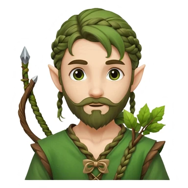 Forest elf with braided beard and bow sticker