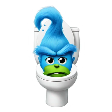 Blue grinch sticking out a toilet  sticker