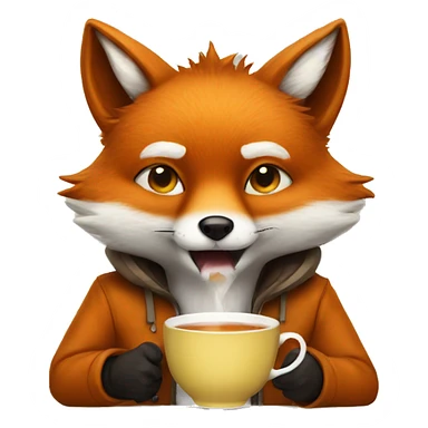 a fox with hot tea sticker