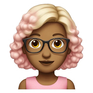 a cute girl in pink dress wearing glases sticker