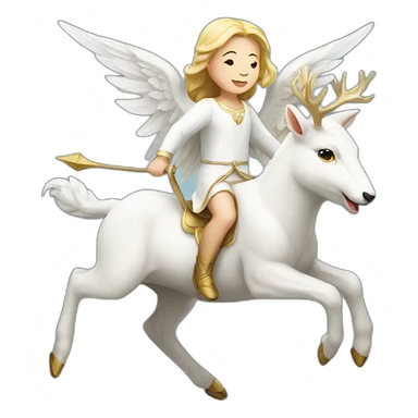 An angel riding white deer sticker