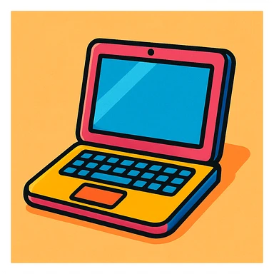 laptop, vibrant toon style sticker