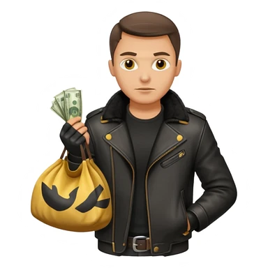 создай очень реалистичного украинца вора с большим мешком с деньгами sticker