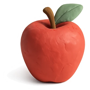 red apple in claymation style with visible fingerprints and pastel colors sticker