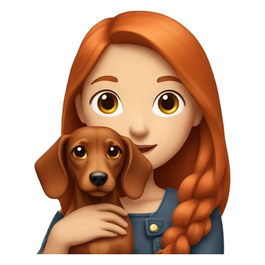red-haired young girl with a dachshund in her arms sticker