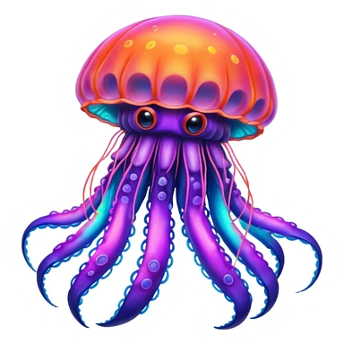 Neon glowing jellyfish-crab-squi sticker