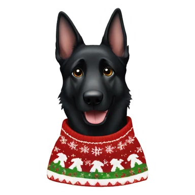 black german shepherd wearing christmas sweater sticker