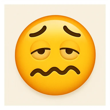 yellow face with wavy mouth and raised eyebrows, drunk expression sticker