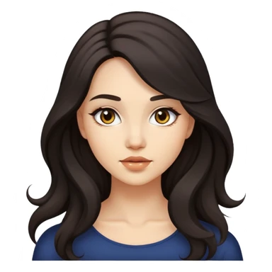 young woman with dark flowing hair and light makeup sticker