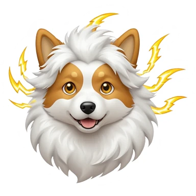 dog with electric lightning waves sticker