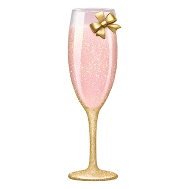 Light Pink glitter champagne glass with gold bow sticker