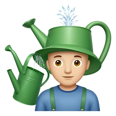 Man with a watering can for a head sticker