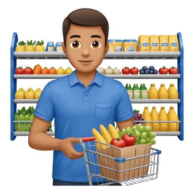 A man with a supermarket cart sticker