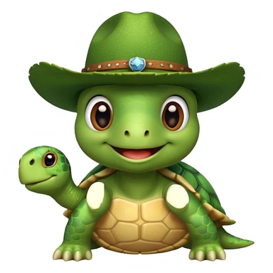 cute turtle wearing a cowboy hat sticker