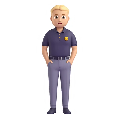 salesman emoji, polo shirt and slacks, relaxed business style, open posture sticker