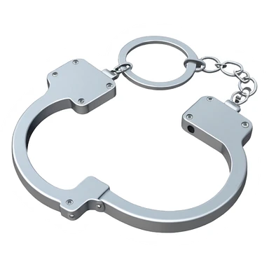Minimalistic metallic handcuffs emoji, reflective metal, simple flat vector design, futuristic style sticker