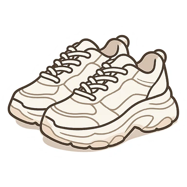 flat toon white chunky women's sneakers sticker