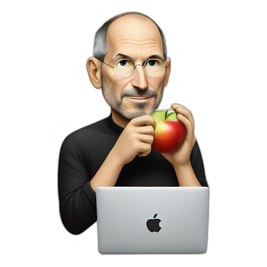 steve jobs eating an apple logo sticker