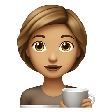 Chica de pelo corto café bebiendo un té sticker