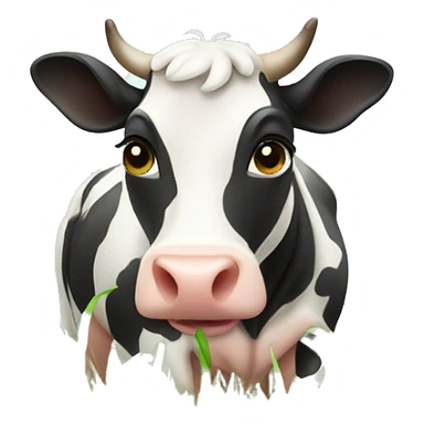 cute cow eating grass sticker