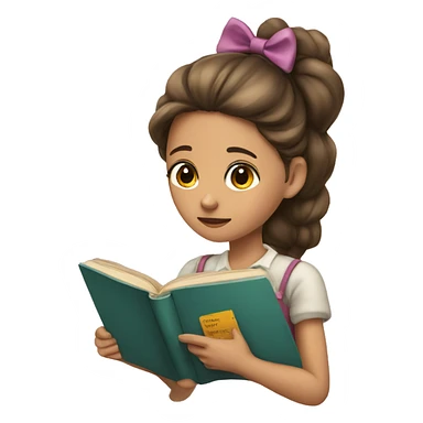 Girl with a bow reading a book sticker