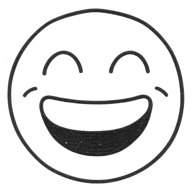 hand-drawn laughing face icon with no fill sticker