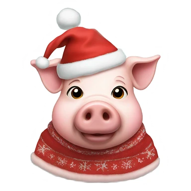 A pig in Christmas clothes sticker