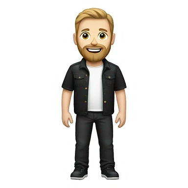 white man, beard, black t-shirt, black pants, holding camera sticker