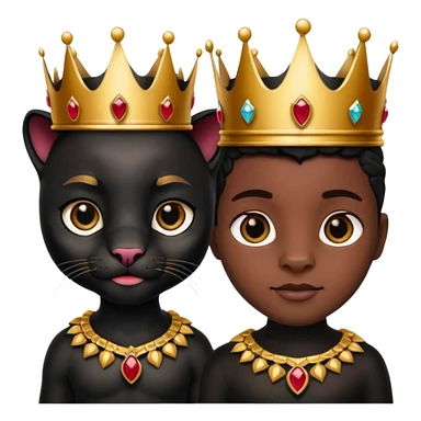 Big black panther and a little black panther both wearing gold and ruby crowns sticker